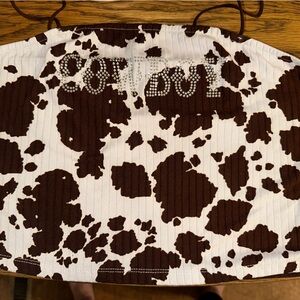 Rue21 Brown and White Cow Crop Tank Top